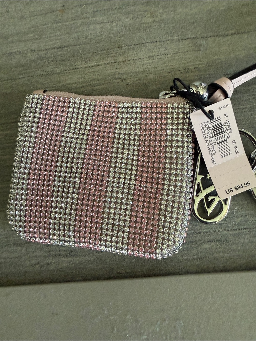 Sparkling Pink and Silver Victoria’s Secret Rhinestone Wristlet Key Pouch